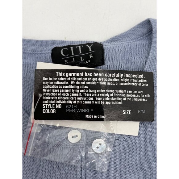 Vtg 90s City Silk Button Up Silk Blend Periwinkle Knit Top | Grandmacore Y2K P/M - Picture 14 of 15